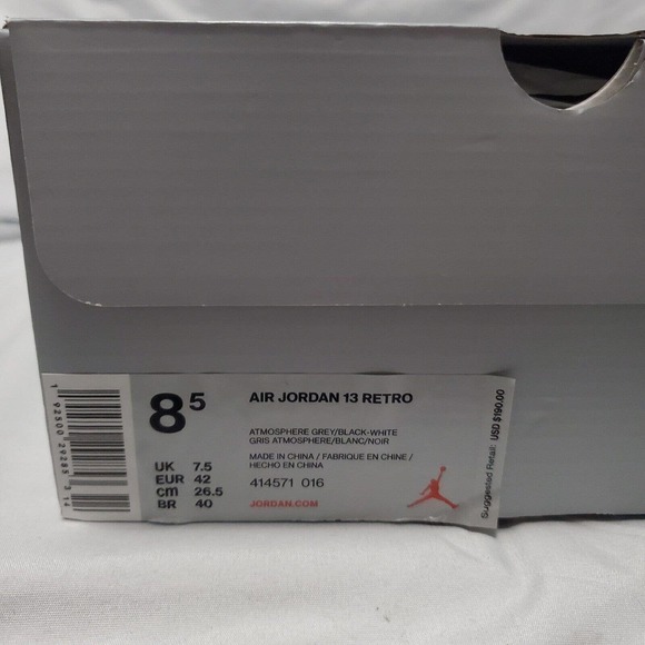 Air Jordan 13 Retro Atmosphere Grey Black White 414571 016 w/ Box Sz 8.5